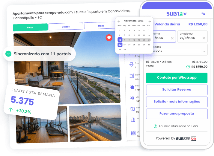 Imóvel de temporada no aplicativo SUBSEE Imóvel de temporada no aplicativo SUBSEE